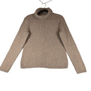 Talbots Petites Womens Small Sweater Cotton Angora Blend Turtleneck Brown